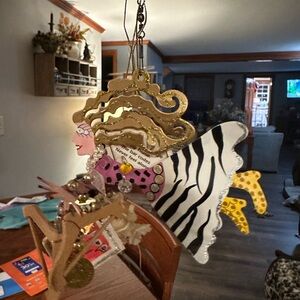 Gold and Zebra Angel Ornament New